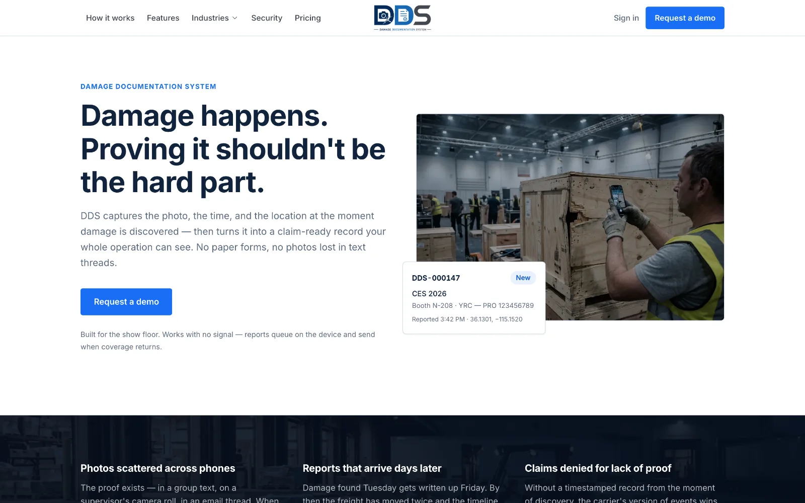 DDS website — Damage happens. Proving it shouldn't be the hard part.