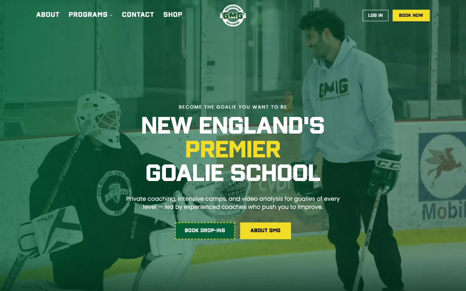 Green Mountain Goaltending website — New England's premier goalie school.