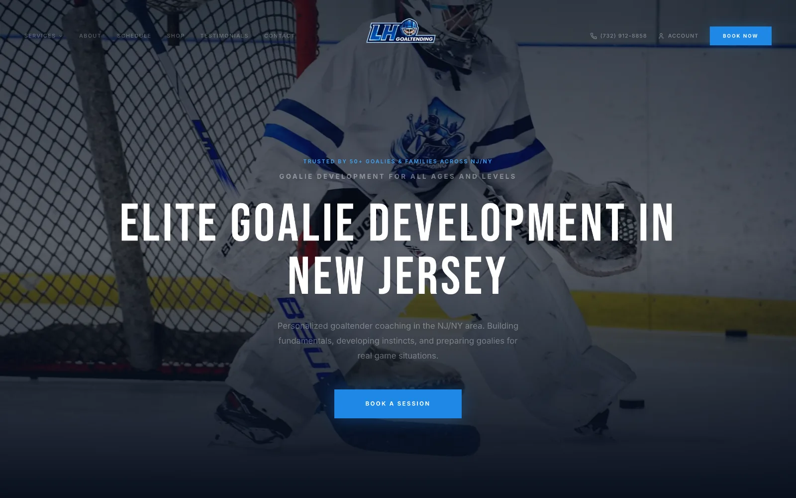 LH Goaltending website — elite goalie development in New Jersey.